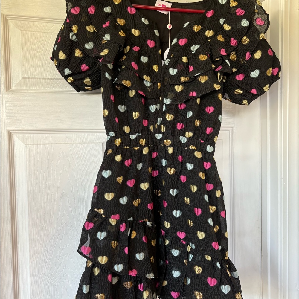 Buddy Love Black Dress with Colorful Heart Patterns